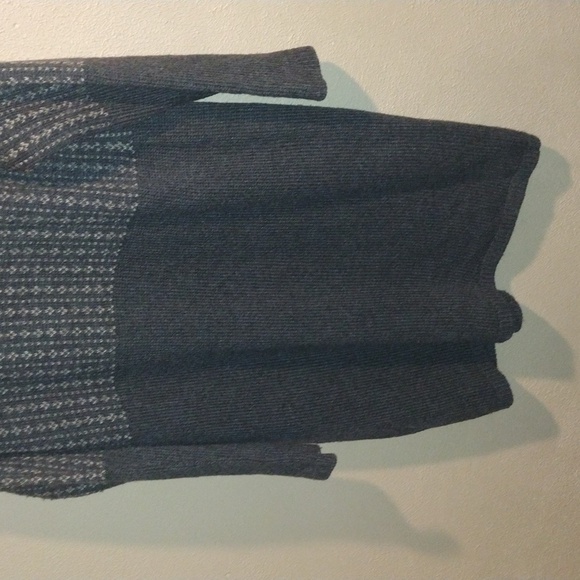 J Jill Newbury Topper Fair Isle Long Line Open Cardigan Wool Blend M - Picture 9 of 10